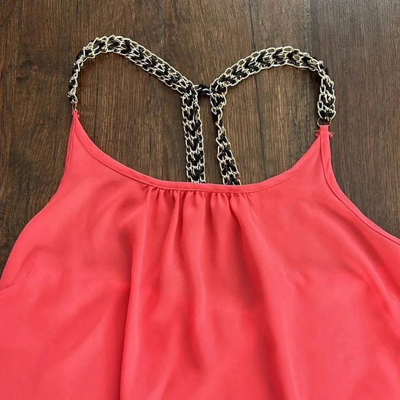Pink Tank Top with Chain Detail | Charlotte Russe Tank Top | Hot Pink | Chains - Picture 3 of 6